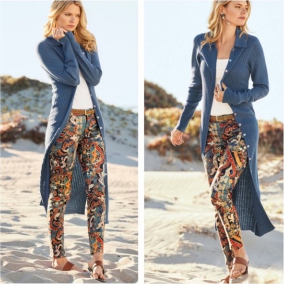 Peruvian Connection Sumatra Print Multicolor Mid-rise Slim Skinny Pants - Picture 6 of 8